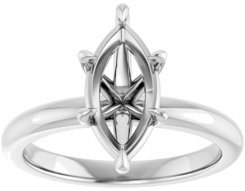 14K White 12x6 mm Marquise Solitaire Engagement Ring Mounting (3)