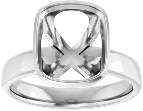 Sužadėtuvių Žiedas „Bezel-Set Solitaire“ 14k white gold Elongated Cushion 11mm x 9mm (3)