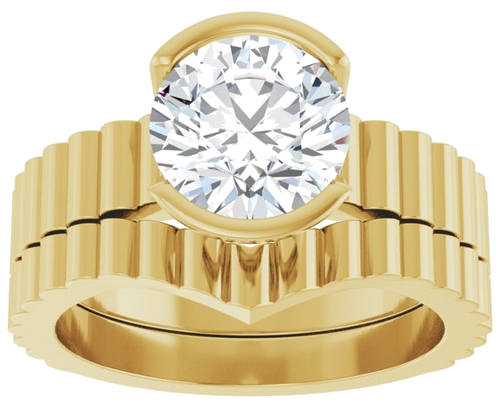 Sužadėtuvių Žiedas „Half-Bezel Solitaire“ 14k yellow gold Round 8mm (8)