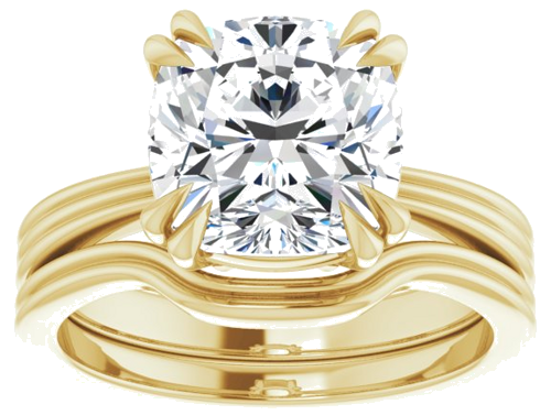 Sužadėtuvių Žiedas „Double Claw-Prong Solitaire“ 14k yellow gold Cushion 9mm (8)
