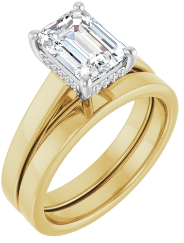 Sužadėtuvių Žiedas „Hidden Halo-Style“ 14k yellow/white gold Emerald 8mm x 6mm (6)