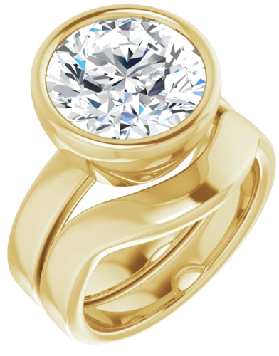 14K Yellow 11 mm Round Solitaire Engagement Ring Mounting (6)