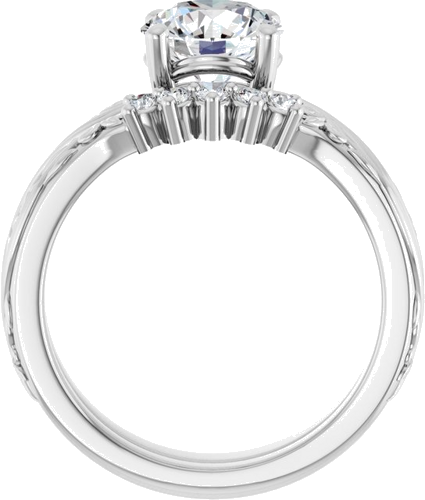 Sužadėtuvių Žiedas „Solitaire Sculptural“ 14k white gold Round 7.4mm (7)