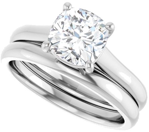 Sužadėtuvių Žiedas „Solitaire“ 585 Baltojo Aukso Cushion 7mm (10)