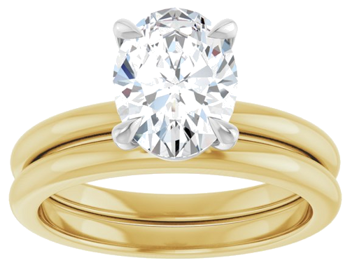 14K Yellow White 9x7 mm Oval Solitaire Engagement Ring Mounting (8)