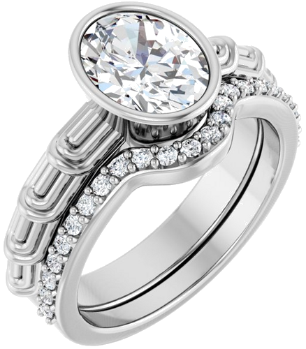 14K White 9 x 7 mm Oval Solitaire Engagement Ring Mounting (6)