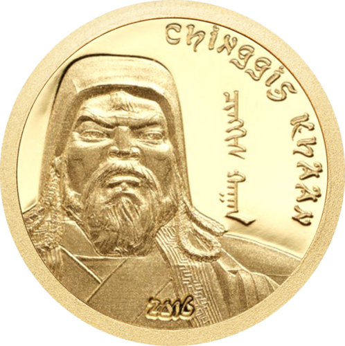 2016 Mongolijas Čingishana 1000 turgiku zelta monēta (1)