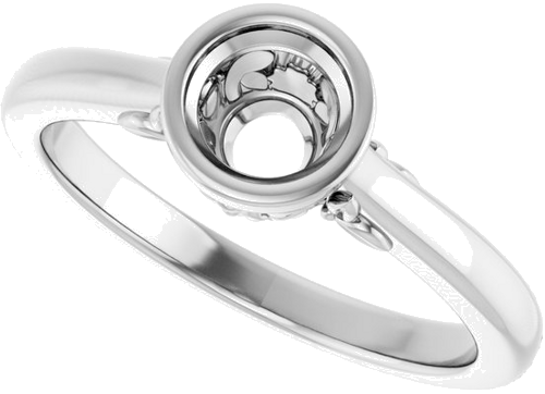 14K White 5.2 mm Round Solitaire Engagement Ring Mounting (5)