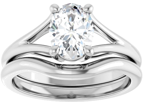 Sužadėtuvių Žiedas „Solitaire Split-Shank“ 14k white gold Oval 8mm x 6mm (8)