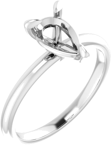 14K White  9x6 mm Pear Solitaire Engagement Ring Mounting (1)