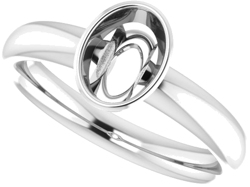 Sužadėtuvių Žiedas „Bezel-Set Solitaire“ 585 Baltojo Aukso Oval 7mm x 5mm (5)