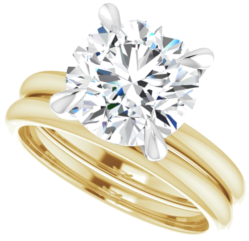 14K Yellow White 9.4 mm Round Engagement Ring Mounting (10)