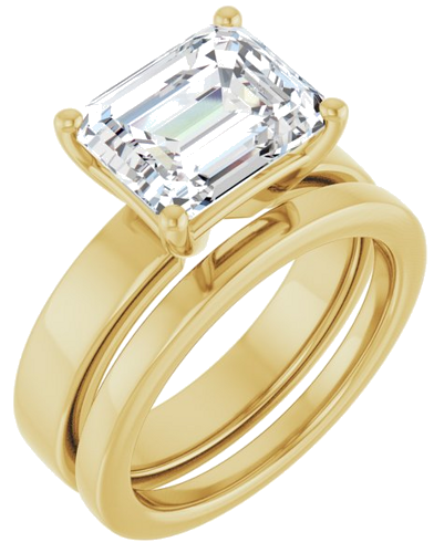 14K Yellow 10x8 mm Emerald Solitaire Engagement Ring Mounting (6)