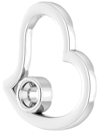 Pakabukas „Bezel-Set Heart“ 10k white gold Round 3mm (2)