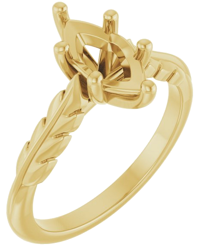Sužadėtuvių Žiedas „Solitaire Leaf“ 14k yellow gold Marquise 10mm x 5mm (1)