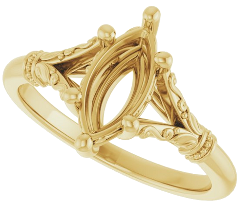 Sužadėtuvių Žiedas „Split Shank“ 585 Geltonojo Aukso Marquise 10mm x 5mm (5)