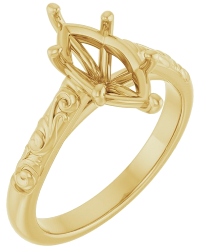 14K Yellow 12x6 mm Marquise Solitaire Engagement Ring Mounting (1)