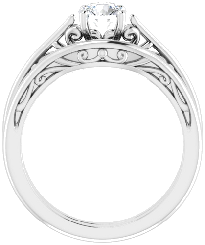 Sužadėtuvių Žiedas „Solitaire“ 585 Baltojo Aukso Round 5.2mm (17)