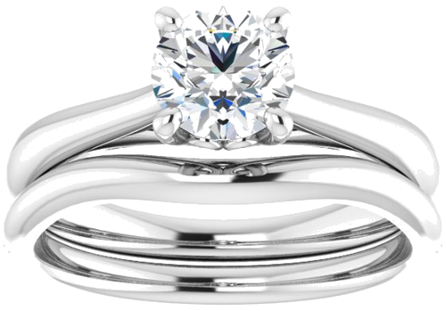 14K White  6 mm Round Solitaire Engagement Ring Mounting (8)