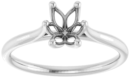 14K White 7x5 mm Oval Engagement Ring Mounting (3)