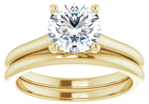 Sužadėtuvių Žiedas „Solitaire“ 585 Geltonojo Aukso Round 7mm (8)
