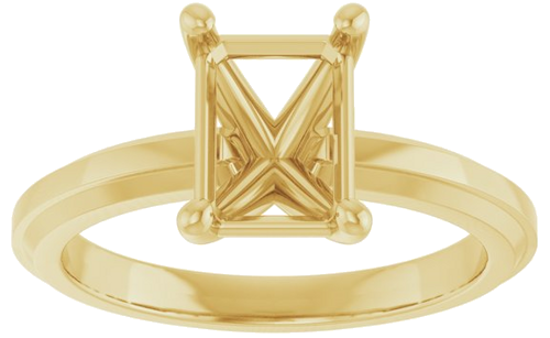 14K Yellow 8x6 mm Emerald Solitaire Engagement Ring Mounting (3)
