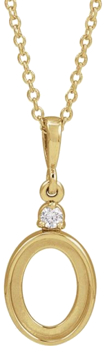 14K Yellow 9x7 mm Oval .03 CTW Natural Diamond Semi-Set Cabochon 16-18  Necklace (1)