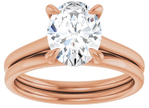 Sužadėtuvių Žiedas „Solitaire“ 585 Rožinis Aukso Oval 9mm x 7mm (8)