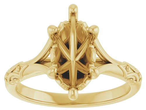 Sužadėtuvių Žiedas „Solitaire Sculptural“ 10k yellow gold Marquise 12mm x 6mm (3)