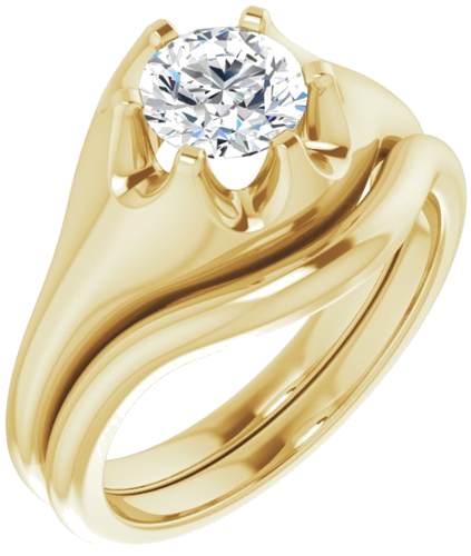 Sužadėtuvių Žiedas „Solitaire Belcher“ 14k yellow gold Round 6mm (6)