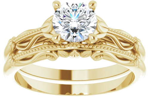 14K Yellow 5.8 mm Round Sculptural-Inspired Solitaire Engagement Ring Mounting (8)