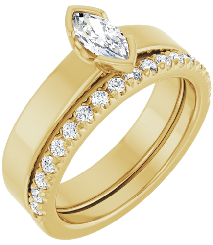 Sužadėtuvių Žiedas „Half-Bezel Solitaire“ 14k yellow gold Marquise 7mm x 3.5mm (6)
