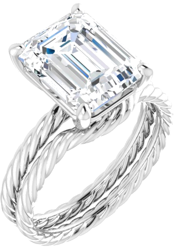 Sužadėtuvių Žiedas „Solitaire Rope“ 14k white gold Emerald 11mm x 9mm (6)