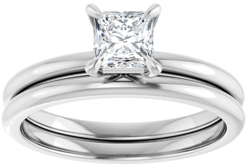 14K White  4.5x4.5 mm Square Solitaire Engagement Ring Mounting (8)