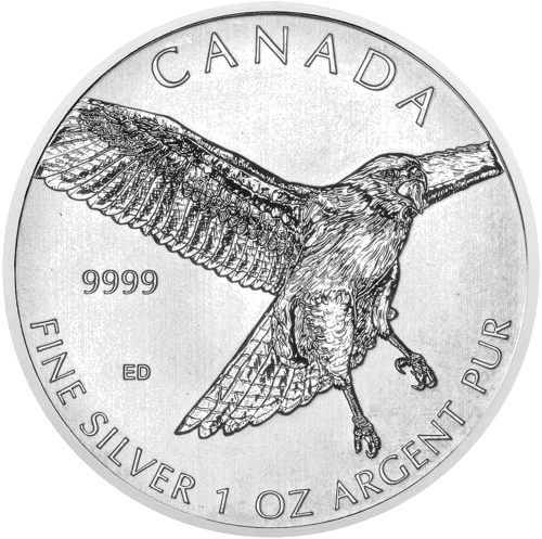 1 oz Краснохвостый ястреб 2015 Канада серебряная монета (1)