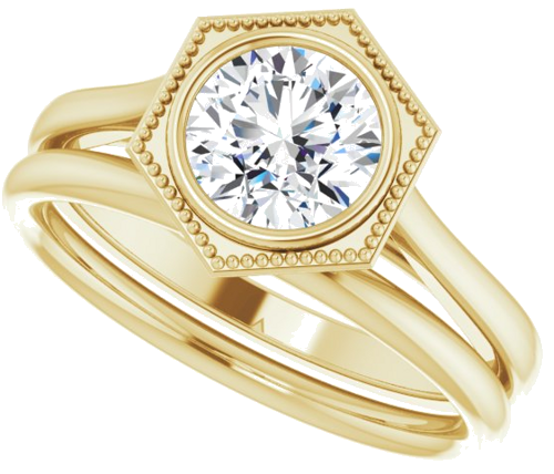 14K Yellow 6.5 mm Round Solitaire Engagement Ring Mounting (10)