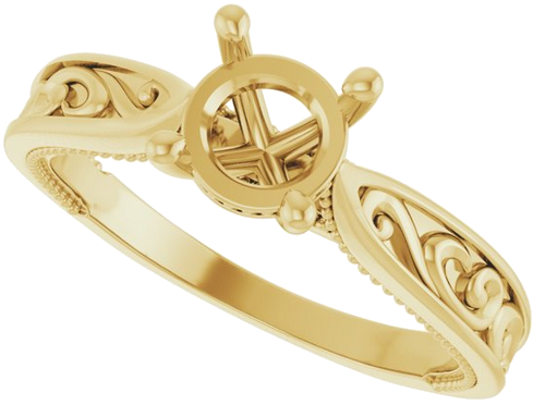 Sužadėtuvių Žiedas „Solitaire Vintage-Inspired“ 14k yellow gold Round 6.5mm (5)