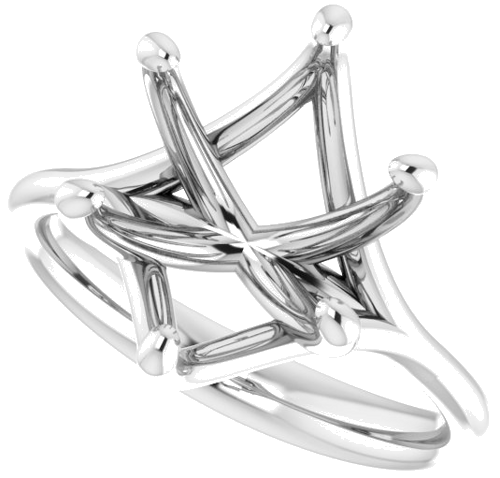 14K White 12x10 mm Oval Engagement Ring Mounting (5)