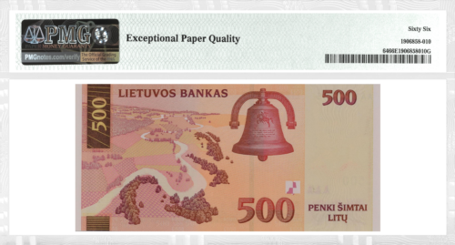 2000 Lithuania 500 litas banknote PMG GEM UNC 66 (2)