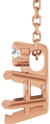 14K Rose 5x5 mm Heart .03 CT Natural Diamond Semi-Set 16-18  Necklace (3)