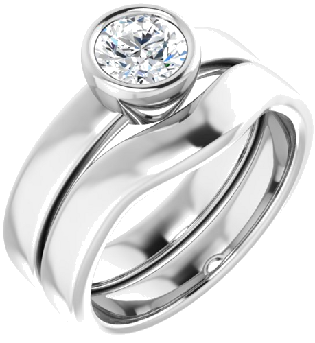 Sužadėtuvių Žiedas „Bezel-Set Solitaire“ 14k white gold Round 5.5mm (6)