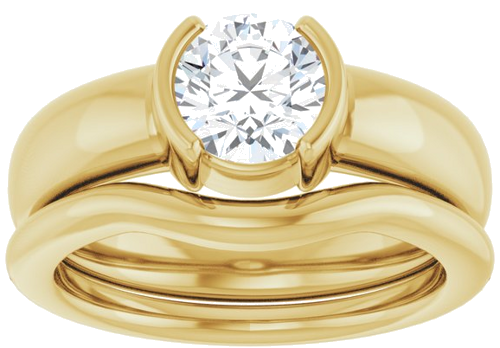 Sužadėtuvių Žiedas „Half-Bezel Solitaire“ 14k yellow gold Round 6.5mm (8)