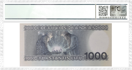 1991 Lietuva 1000 litų banknotas PCGS GEM UNC 64 (2)