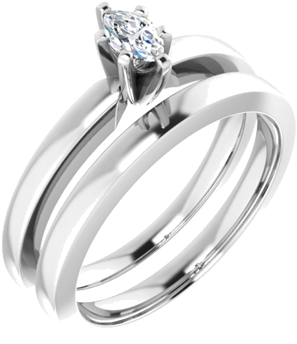 Sužadėtuvių Žiedas „Solitaire“ 14k white gold Marquise 5mm x 3mm (6)