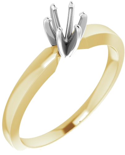 Sužadėtuvių Žiedas „Solitaire“ 14k yellow/white gold Round 4mm x 4.1mm (1)