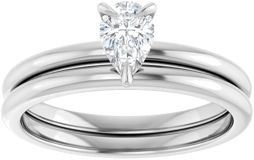 Sužadėtuvių Žiedas „Solitaire“ 14k white gold Pear 6mm x 4mm (8)