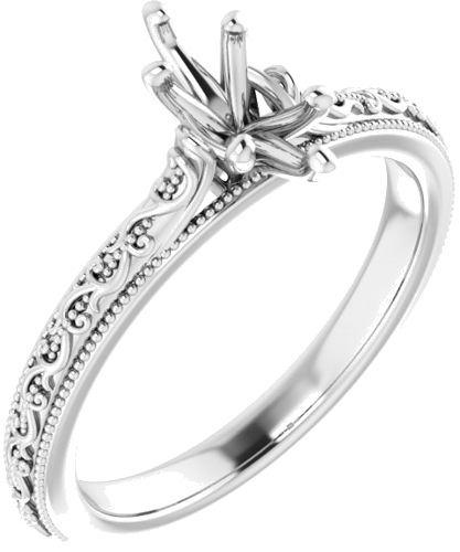14K White  8x4 mm Marquise Solitaire Engagement Ring Mounting (1)