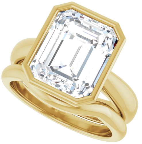 Sužadėtuvių Žiedas „Bezel-Set Solitaire“ 14k yellow gold Emerald 11mm x 9mm (10)