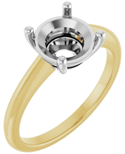 14K Yellow White 8.2 mm Round Solitaire Engagement Ring Mounting (1)