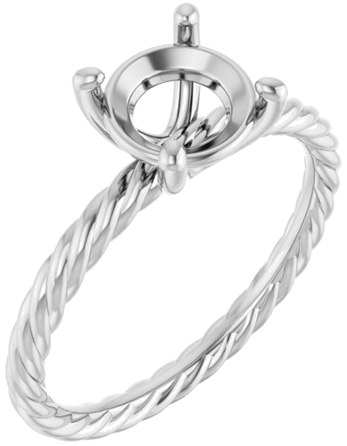 Sužadėtuvių Žiedas „Solitaire Rope“ 14k white gold Round 7.4mm (1)
